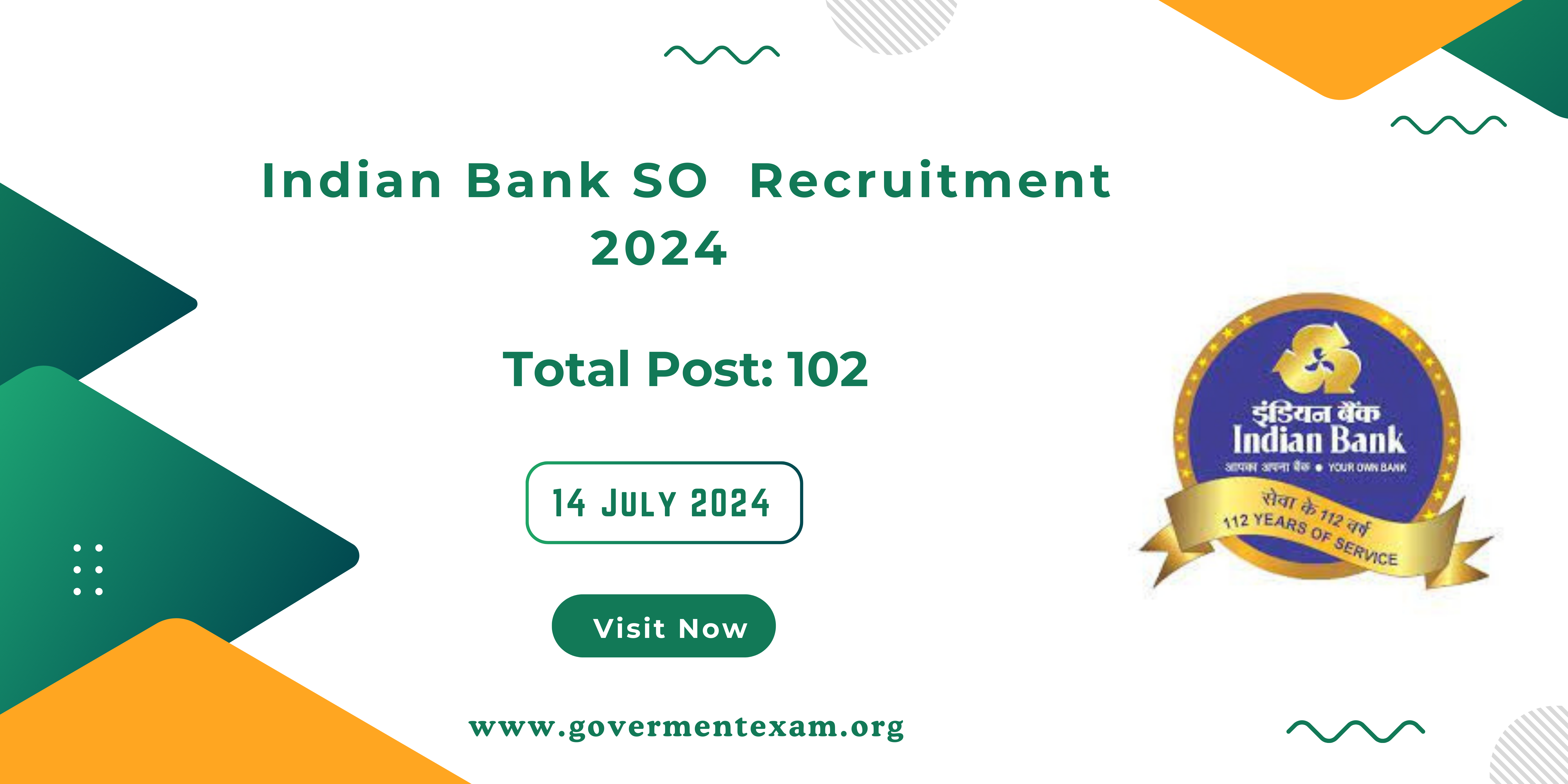 Indian Bank SO Recruitment 2024: Apply Online for 102 Post