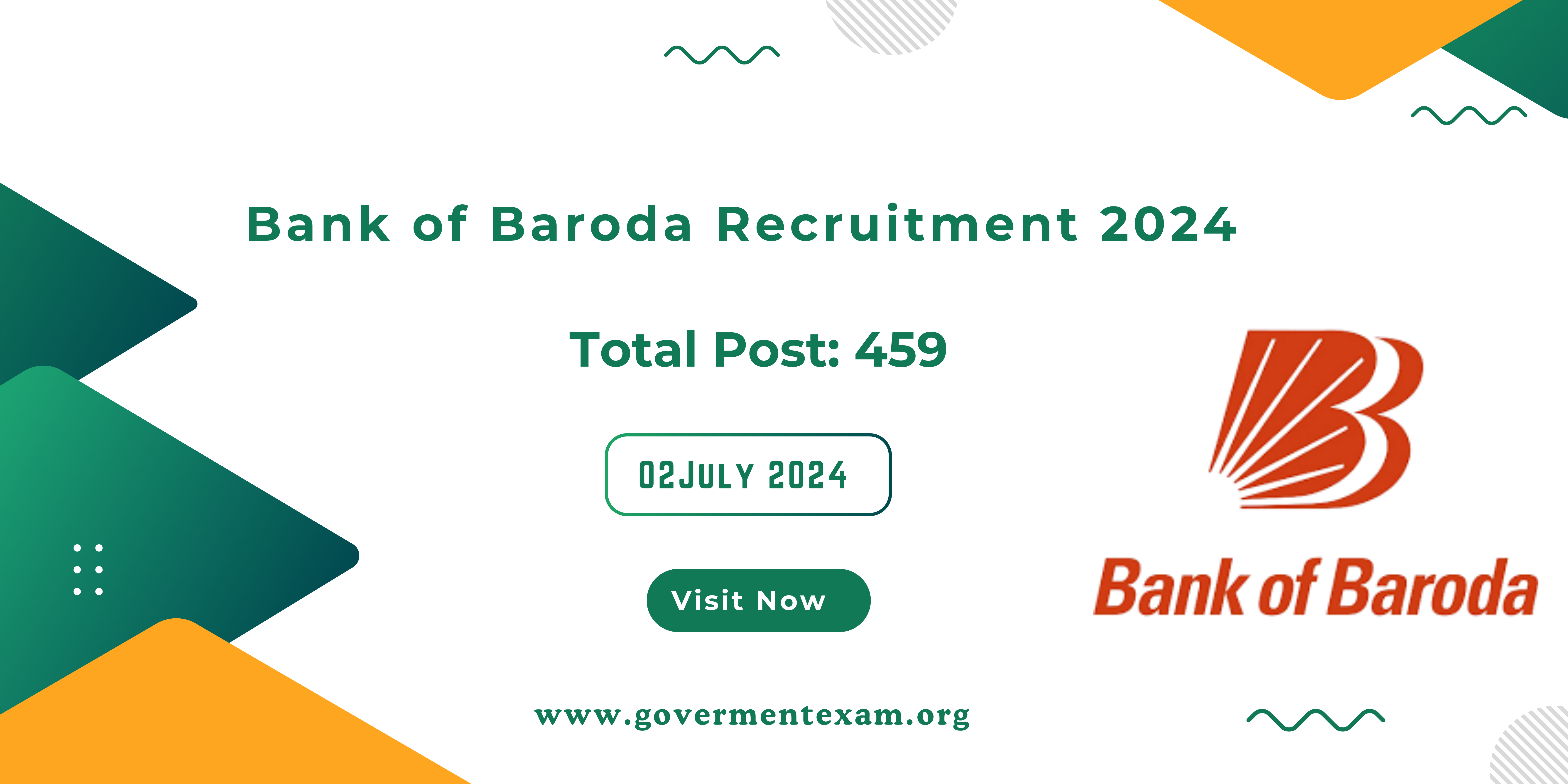 Apply for Bank of Baroda Recruitment 2024 for 459 post