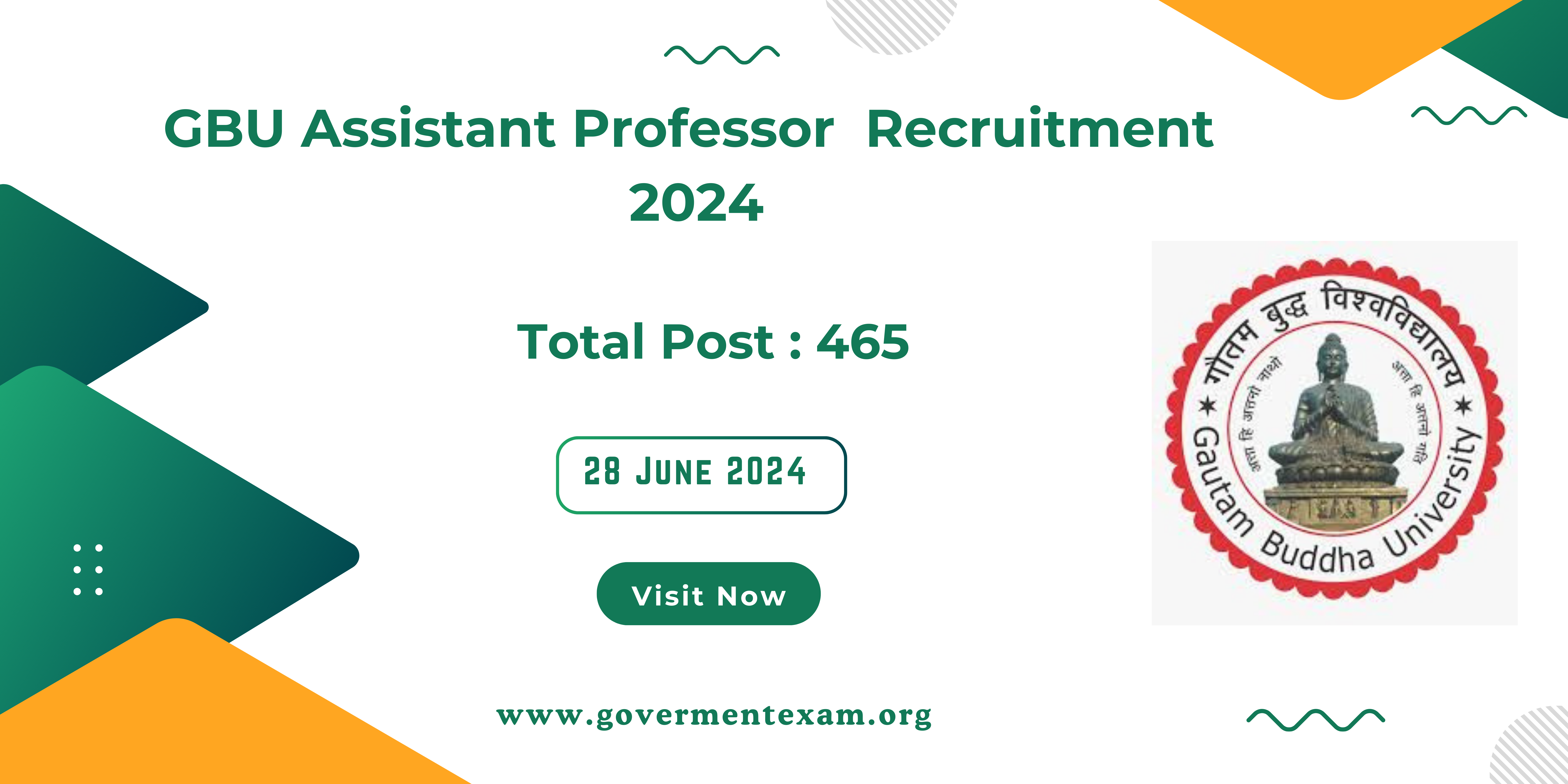 GBU Assistant Professor Recruitment 2024: Apply Online for 465 Posts