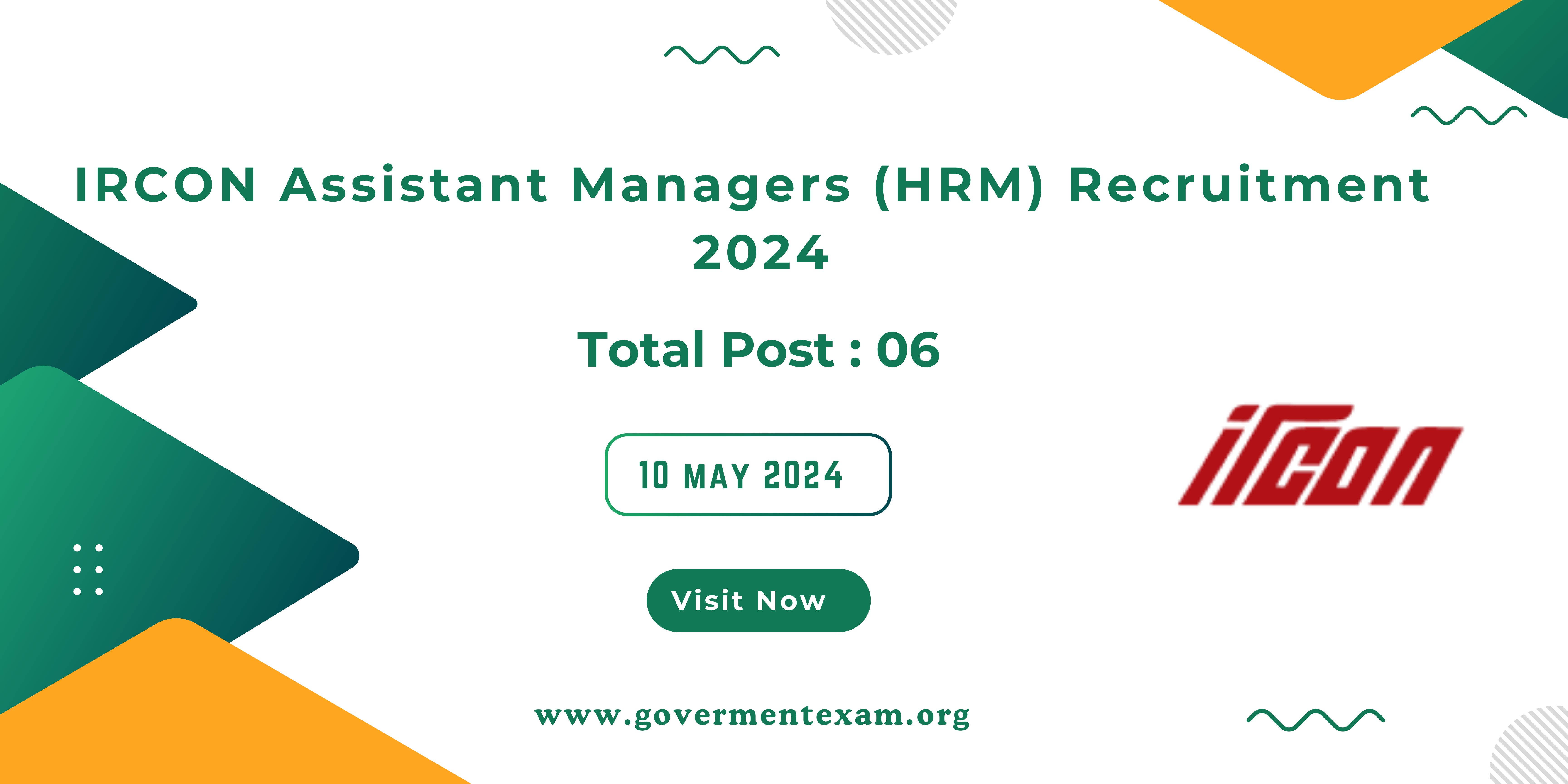 IRCON Seeks 6 Assistant Managers (HRM) for 2024