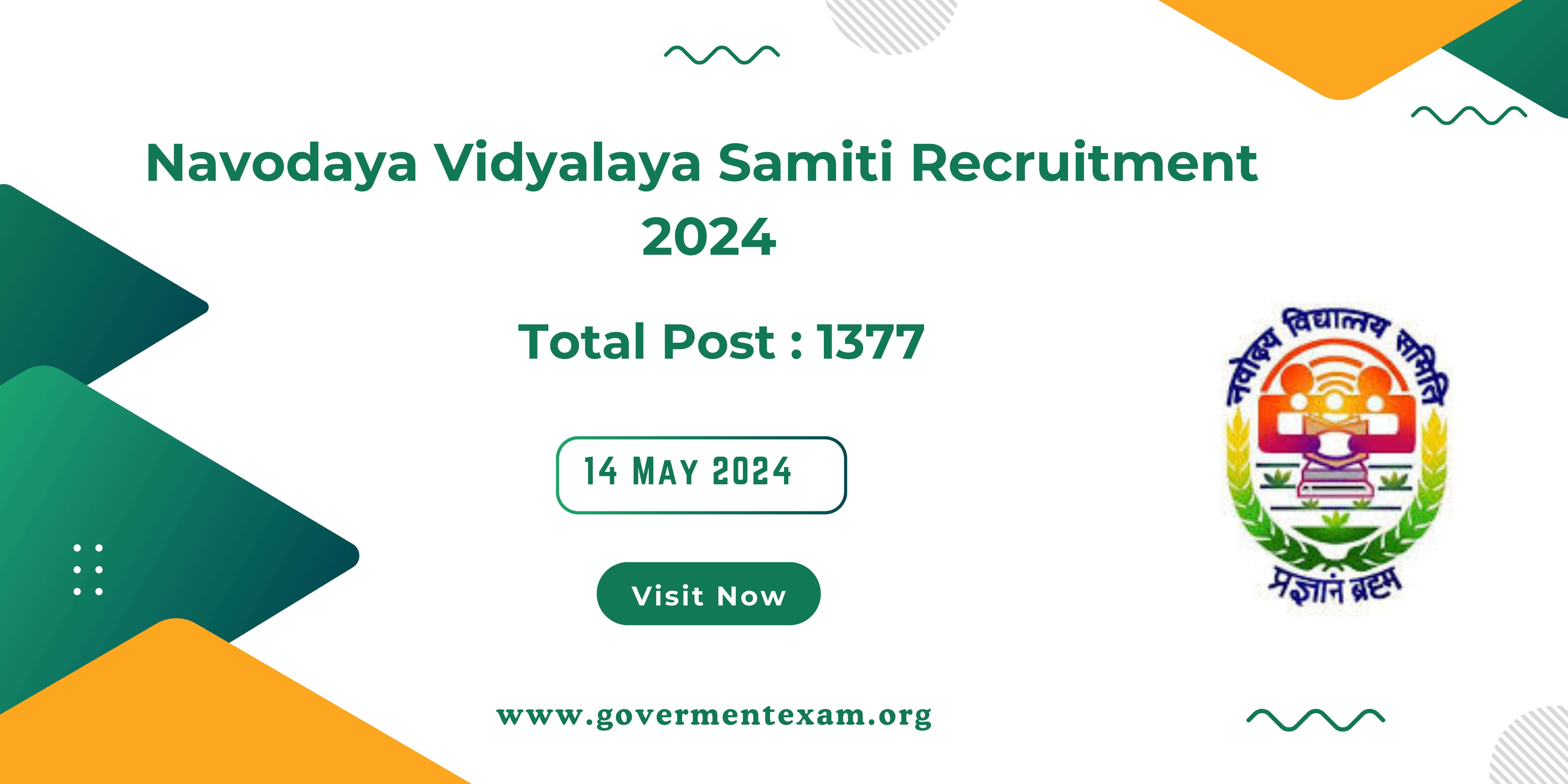 Navodaya Vidyalaya Samiti Hiring! Apply for 1377 Non-Teaching Posts 2024