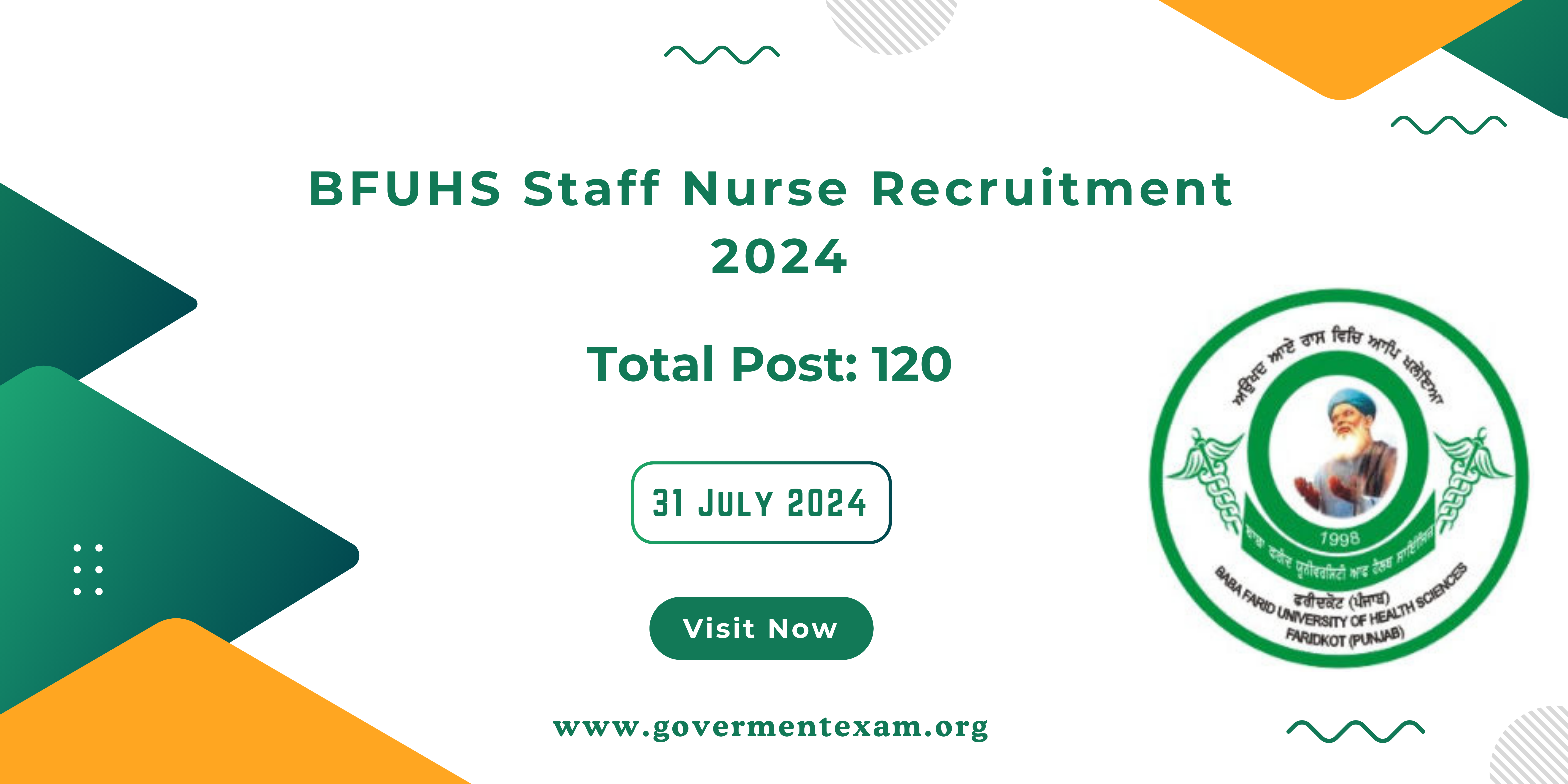 BFUHS Staff Nurse Recruitment 2024: Apply Online for 120 Post