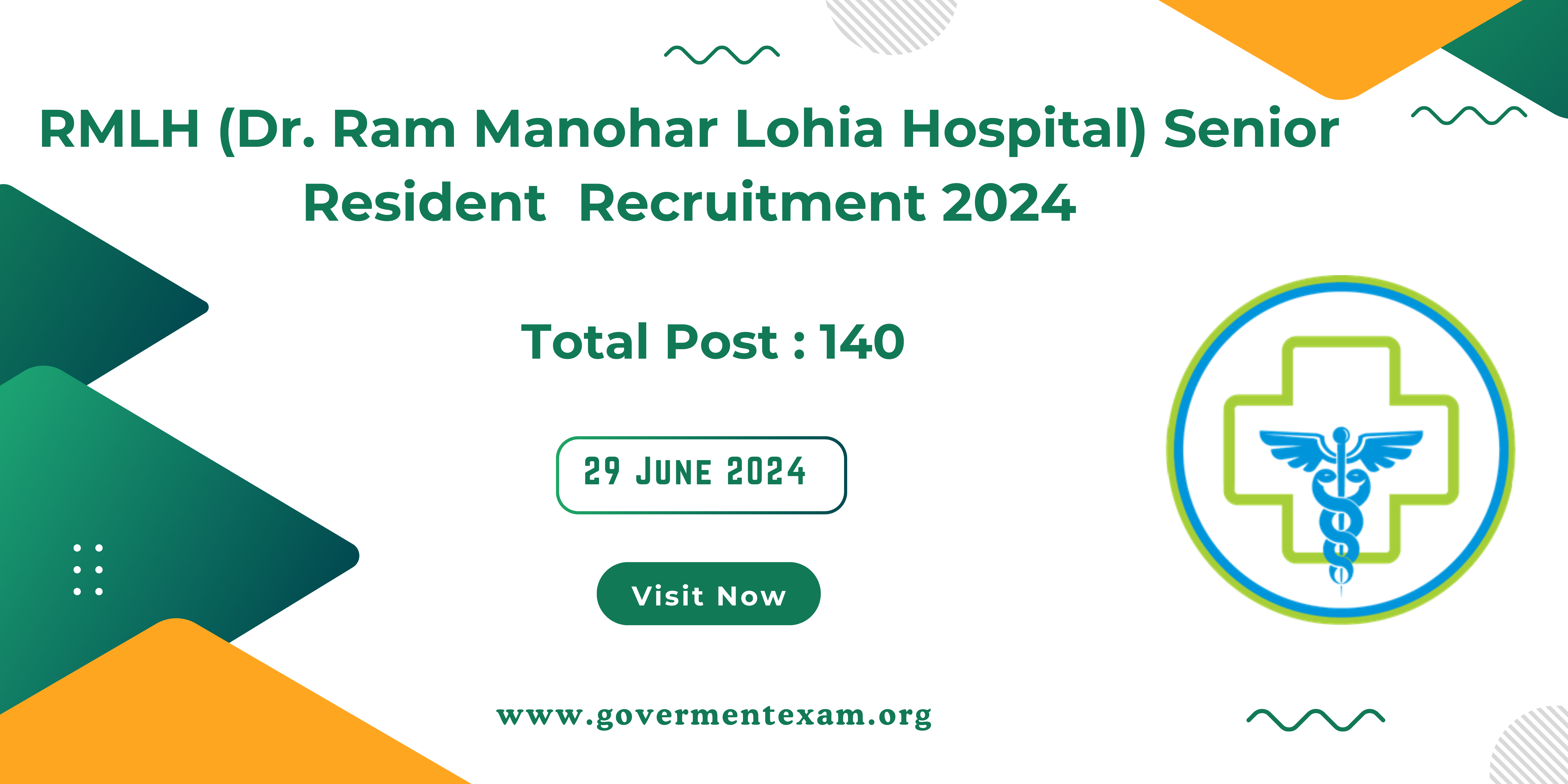 RMLH Senior Resident Recruitment 2024: Apply Online for 140 Posts