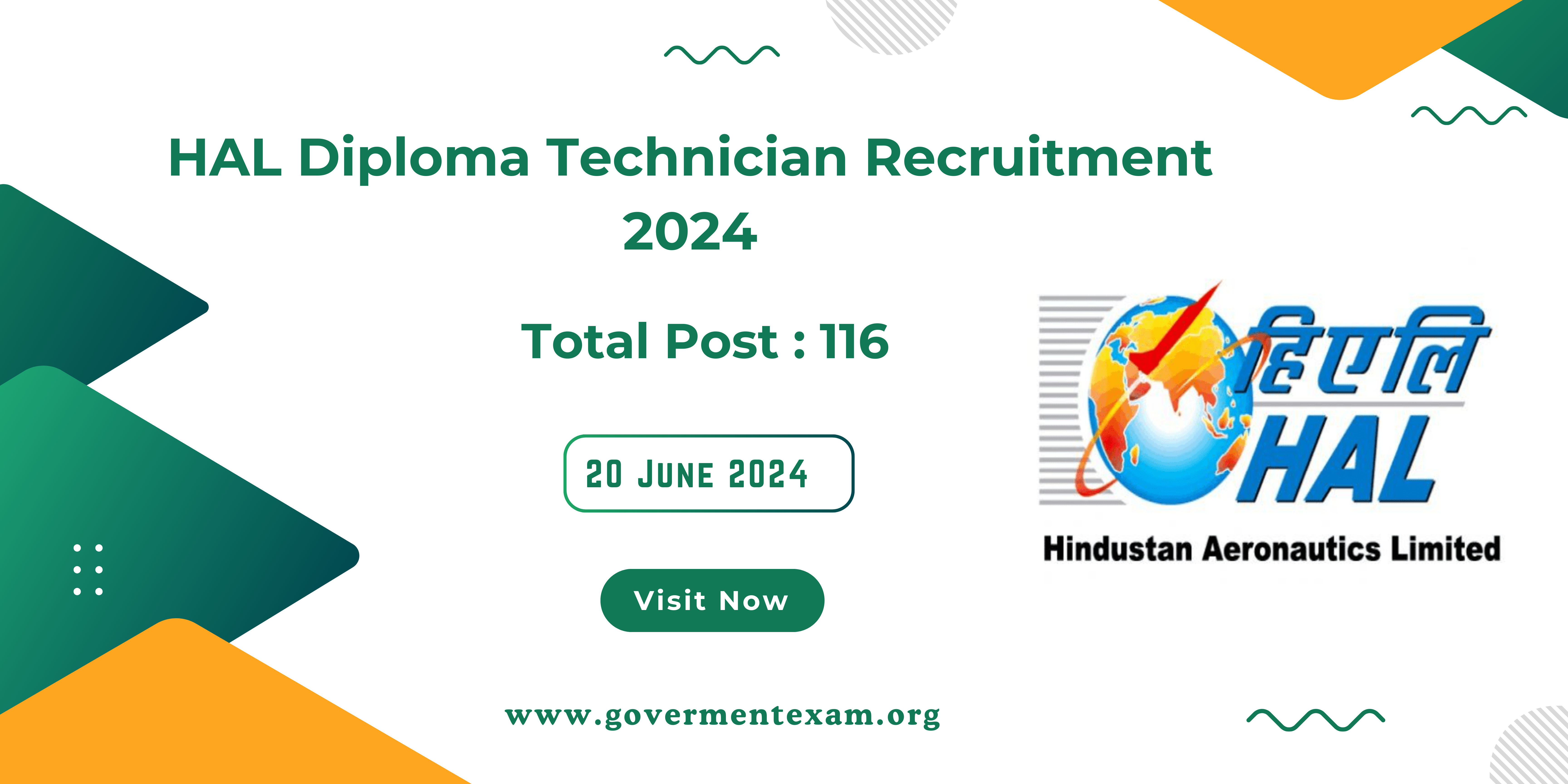 HAL Diploma Technician Recruitment 2024: Apply for 116 Posts